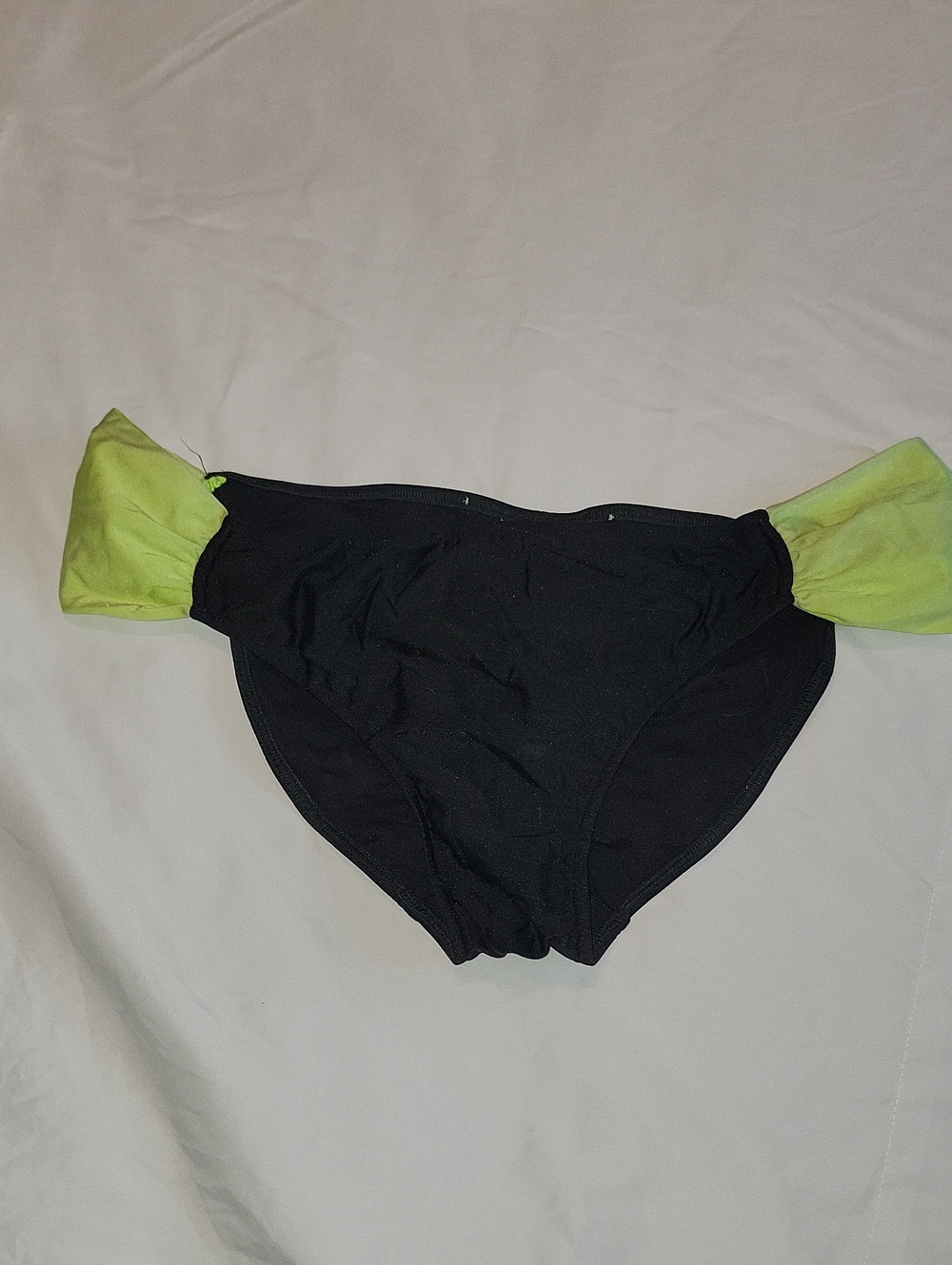 Womans Black Bikini Bottoms with Neon Green Side Accents